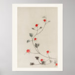 Small Red Blossoms on a Vine by Katsushika Hokusai Poster<br><div class="desc">Small Red Blossoms on a Vine by Katsushika Hokusai published between 1830 and 1850,  an illustration of small red blossoms on a vine isolated. Original from Library of Congress</div>