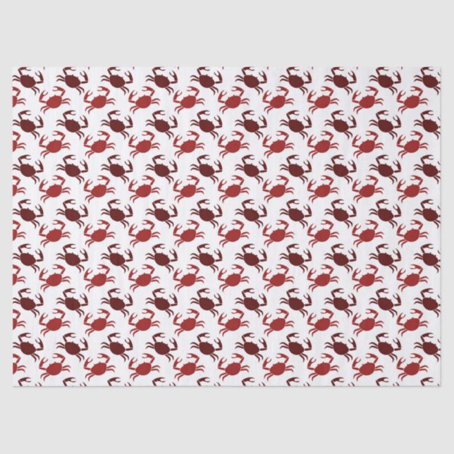 Small Red Crabs on White Decoupage Tissue Paper (Front)