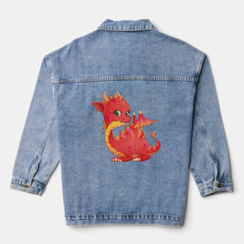 Small Red Dragon with Wings  Denim Jacket