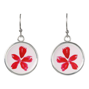 Small red flower earrings