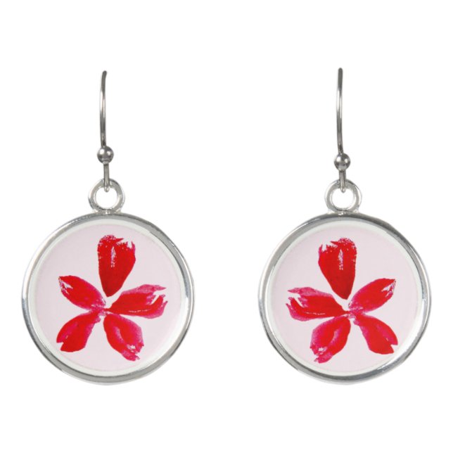 Small red flower earrings (Front)