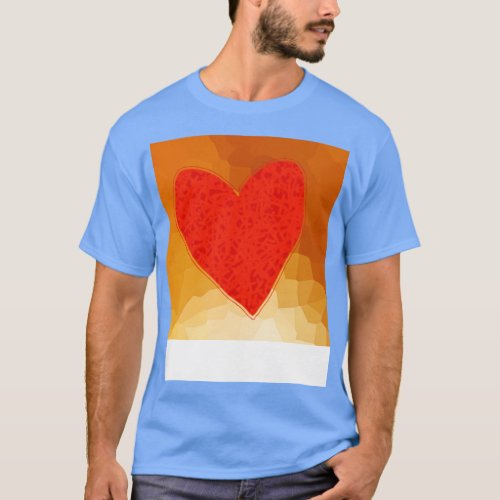 Small Red Heart on Gold Mosaic T_Shirt