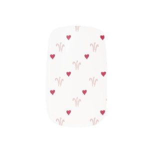 Small Red Heart Pattern White Valentine's day  Minx Nail Art
