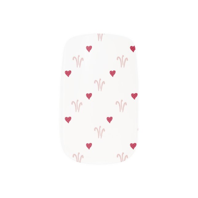 Small Red Heart Pattern White Valentine's day  Minx Nail Art (Right Thumb)
