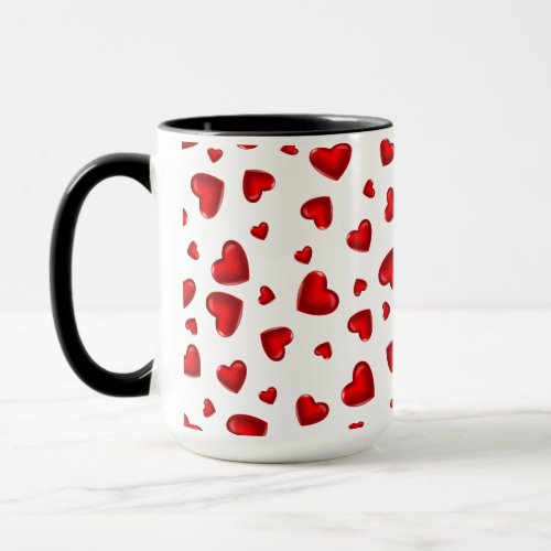 Small red hearts 3D look Mug