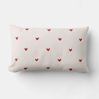 Small red hearts lumbar pillow