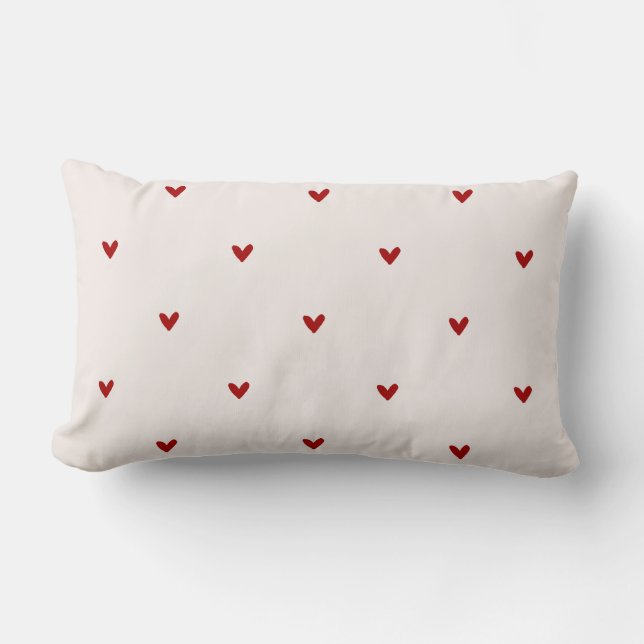 Small red hearts lumbar pillow (Front)