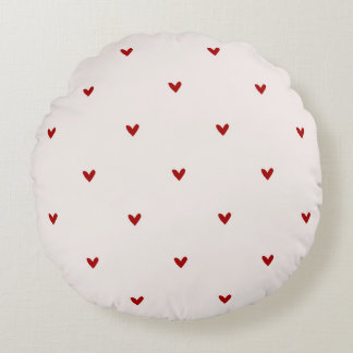 Small red hearts round pillow