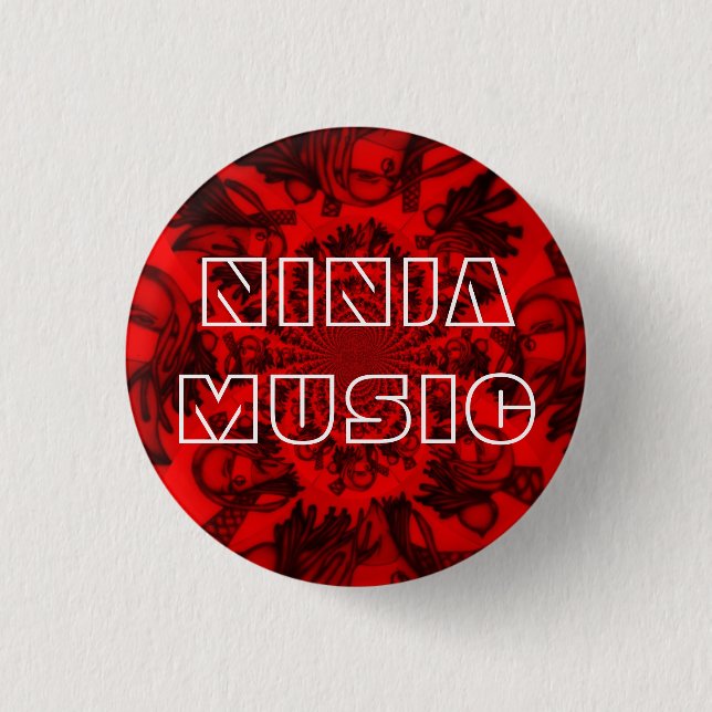 Small Red Ninja Music Button (Front)