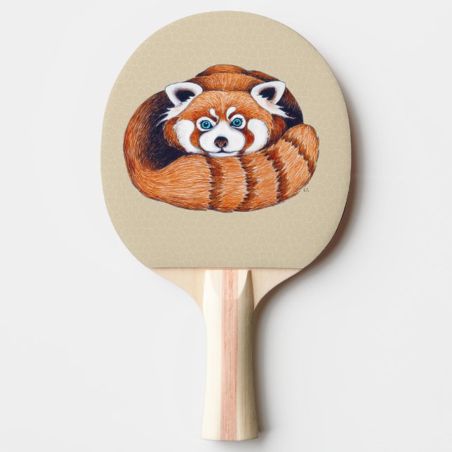 Small Red panda bear on tan Ping Pong Paddle (Front)