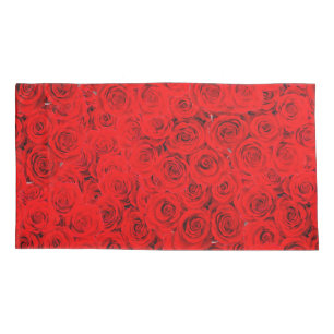 Small Red Roses Elegant Floral King Size Pillow Case