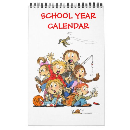 Small Red Single Page School Year Calendar