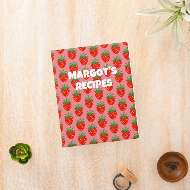 Small red strawberry pattern kitchen recipe binder (InSitu)