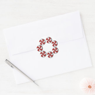 Small Red & White Peppermint Holiday Classic Round Sticker