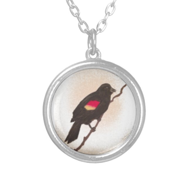 Small Red Wing Blackbird Necklace (Front)