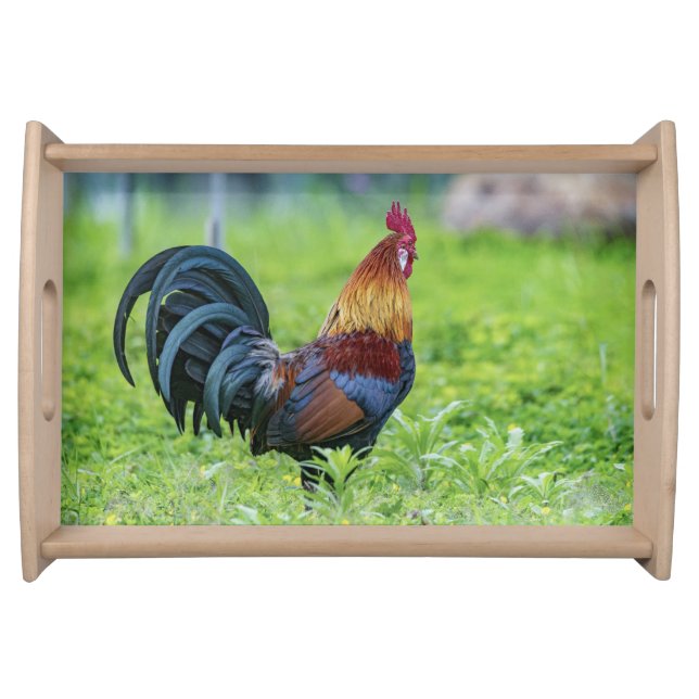 Small Rooster Wooden Serving Tray (Front)