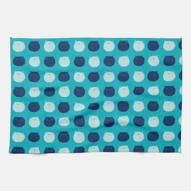 Small Round Cat Polka Dots Kitchen Towel (Horizontal)