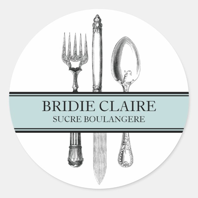 Small Round Elegant Cutlery Stickers (Front)