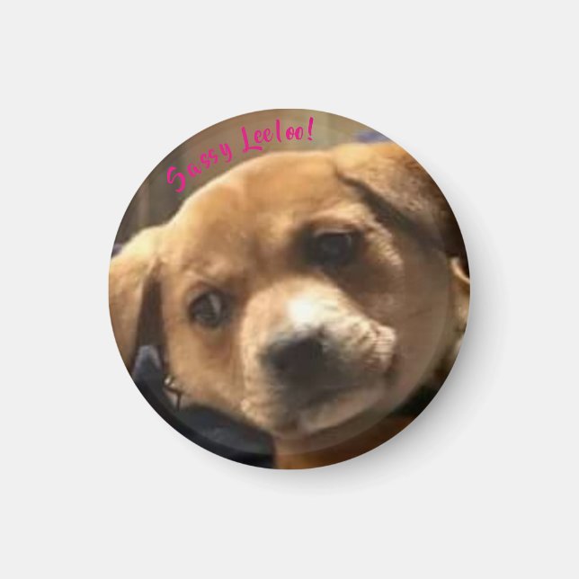 Small, Round Sassy Leeloo! Magnet (Front)