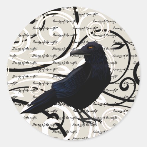 Small Round Sticker_Halloween Raven Classic Round Sticker