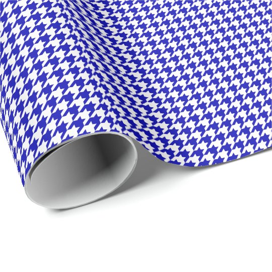 royal blue and white houndstooth wrapping paper