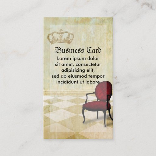 Customizable Small Royal Chair with Crown Business Card