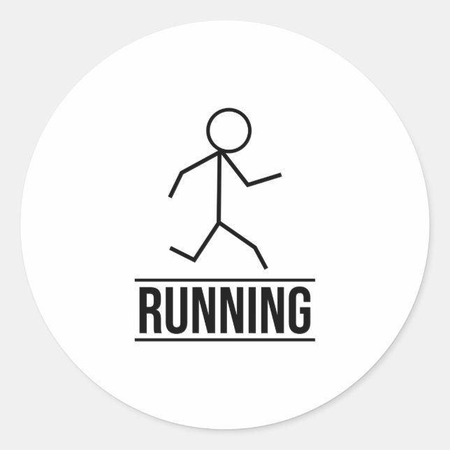 Small Running Stick Figure Classic Round Sticker (Front)