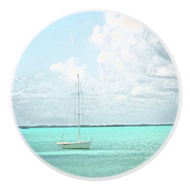SMALL SAIL BOAT/CARIBBEAN CERAMIC KNOB (Front)
