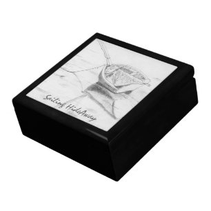 Small Sailboat On Beach Drawing Trinket Box