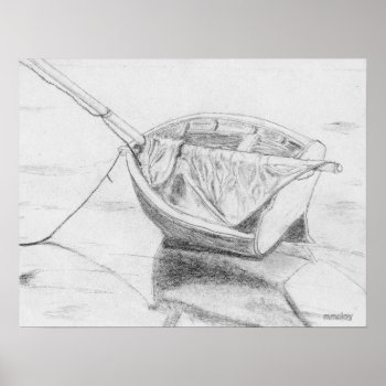 Small Sailboat On Beach Graphite Poster by SailingHideAway at Zazzle