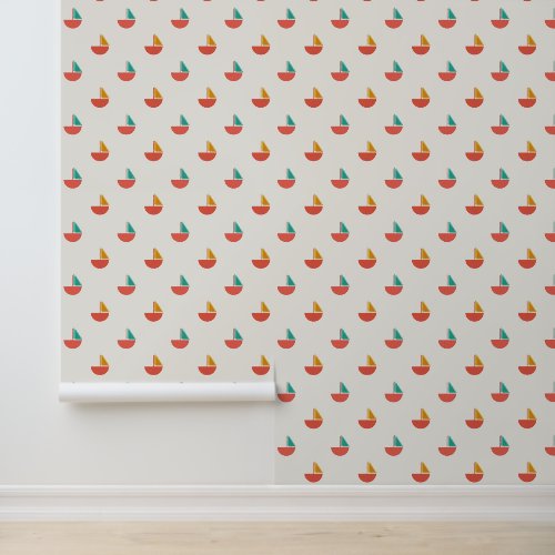 Small sailboat patterned wallpaper