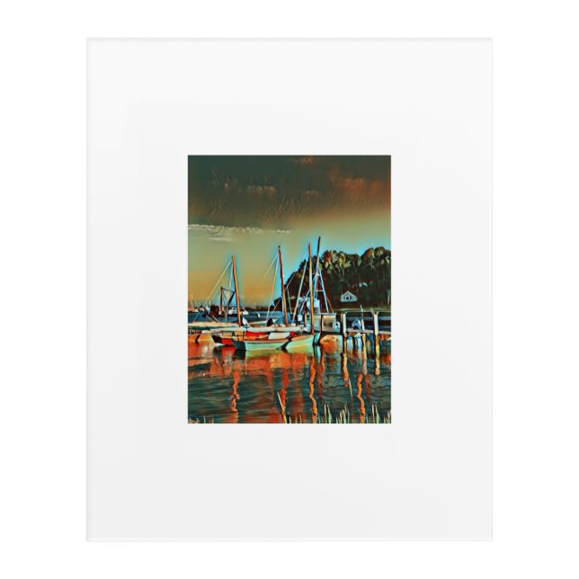 Small Sailboats Hot Summer Day Acrylic Wall Art (Front)