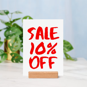 Small Sale Sign, 10% Off Signage, Sale Sign with Holder