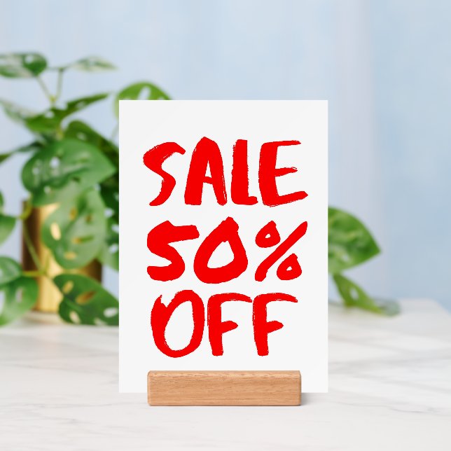 Small Sale Sign, 50% Off Signage, Sale Sign with Holder (Insitu 3)