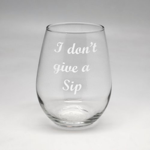 Small Sand Etched Clear Stemless Wine Glass
