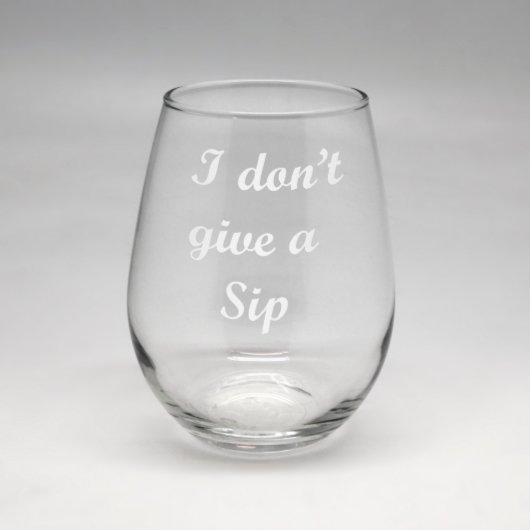 Small Sand Etched Clear Stemless Wine Glass (Front)