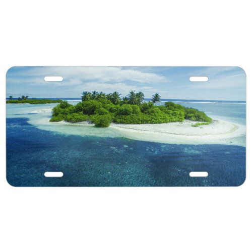 Small Sandy Tropical Island Palm Oasis License Plate