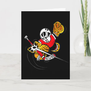 Small Saves Cartoon Hockey Goalie Action Save Card