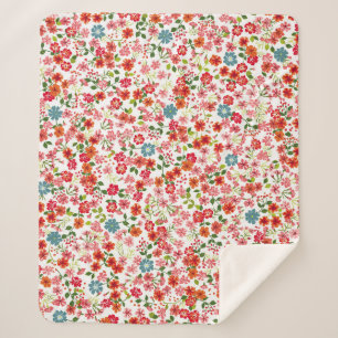 Small-scale flowers, calico style seamless backgro sherpa blanket