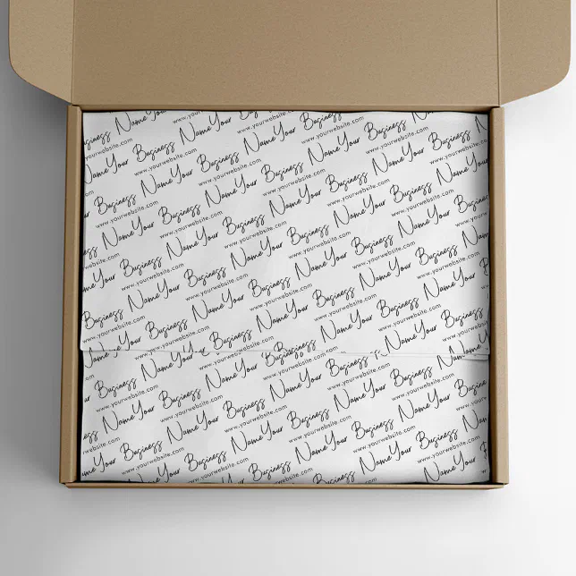Small Script Business Name & site Packaging Tissue Paper Zazzle