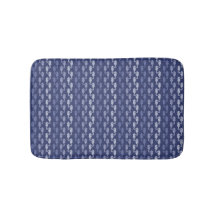 Small Sea Horse Stripes Indigo Bath Mat