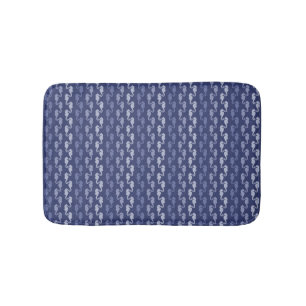 Small Sea Horse Stripes Indigo Bath Mat