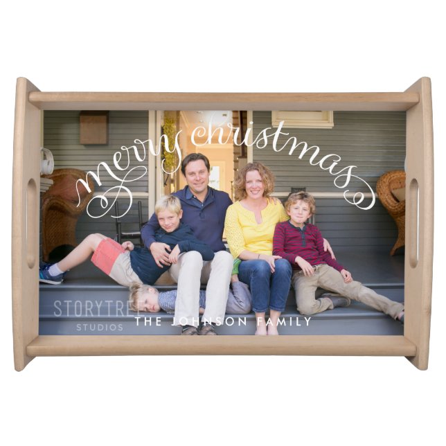 Small Serving Tray Merry Christmas With Photo (Front)