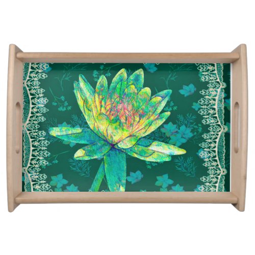 Small Serving Tray with Designer Water Lily