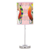 Small Shade | White Devon Rex Cat pastel pink Table Lamp (Back)