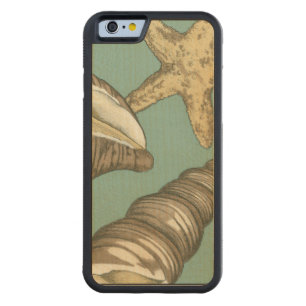 Small Shell Trio on Teal Carved Maple iPhone 6 Bumper Case