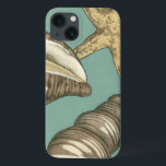 Small Shell Trio on Teal iPhone 13 Case<br><div class="desc">Megan Meagher is known for her simple art pieces. This image captures the simplicity of the seashore's treasures,  of a conch shells and a starfish. Meagher encompasses a teal background in her image to contrast these treasures. Get this fine art print today on your Zazzle product today.</div>