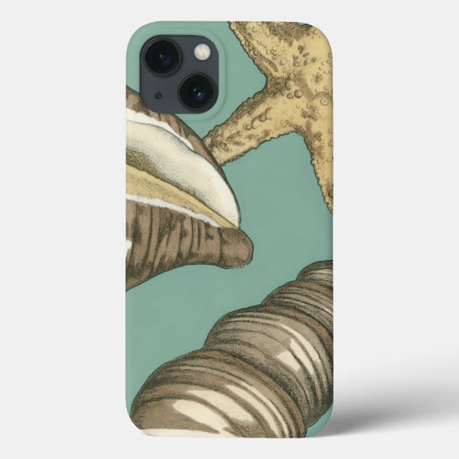 Small Shell Trio on Teal Case-Mate iPhone Case (Back)