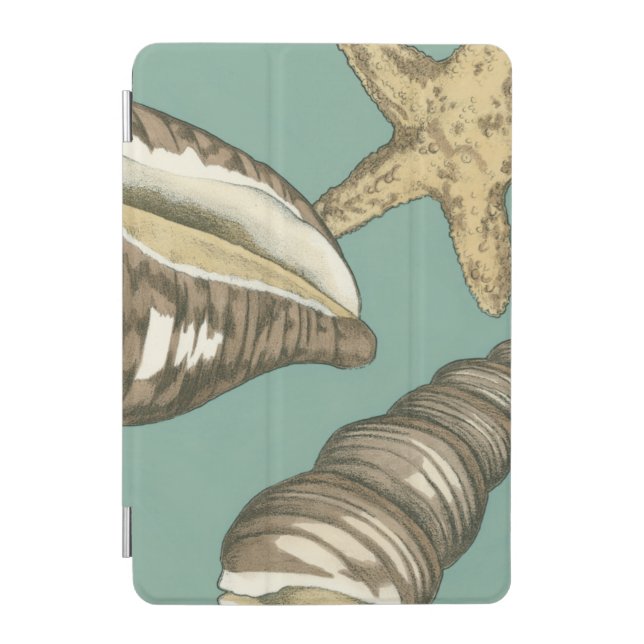Small Shell Trio on Teal iPad Mini Cover (Front)
