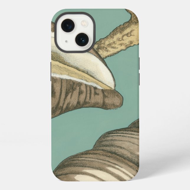 Small Shell Trio on Teal Iphone Case (Back)